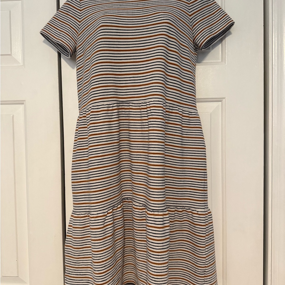LOFT Multicolor Striped Tiered Dress